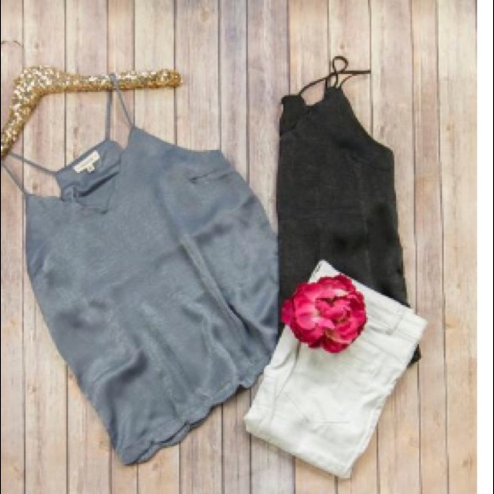 NWT grey scalloped cami blouse